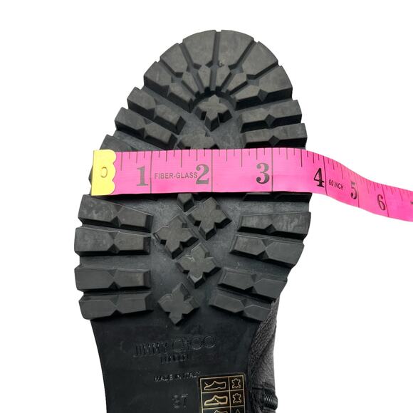 JIMMY CHOO Cruz Quilted Crystal Strap Embellished Black Combat Boots EU 37 US 7 - Picture 14 of 16